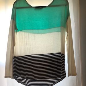 Tri color long sleeve top